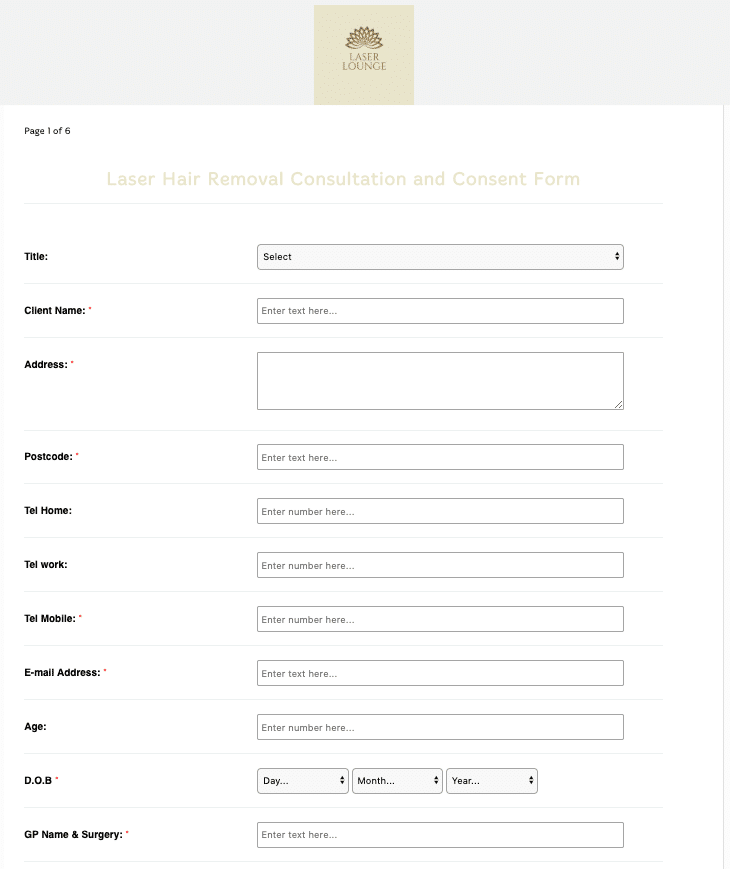 Laser Hair Removal Consultation and Consent Form Template by iPEGS